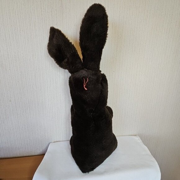 Vintage Easter Bunny Rabbit Plush Chocolate Brown Orange Spangled Eyes 23" Large - Picture 7 of 12